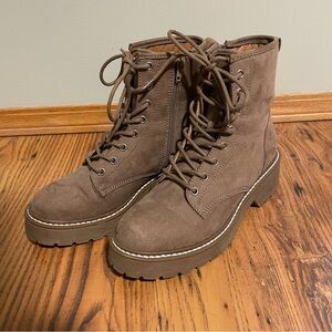 Madden Girl Brown Lace-Up Platform Combat Boots